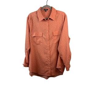 Madison Womens Pink and White Polka Dot Blouse Size 2x